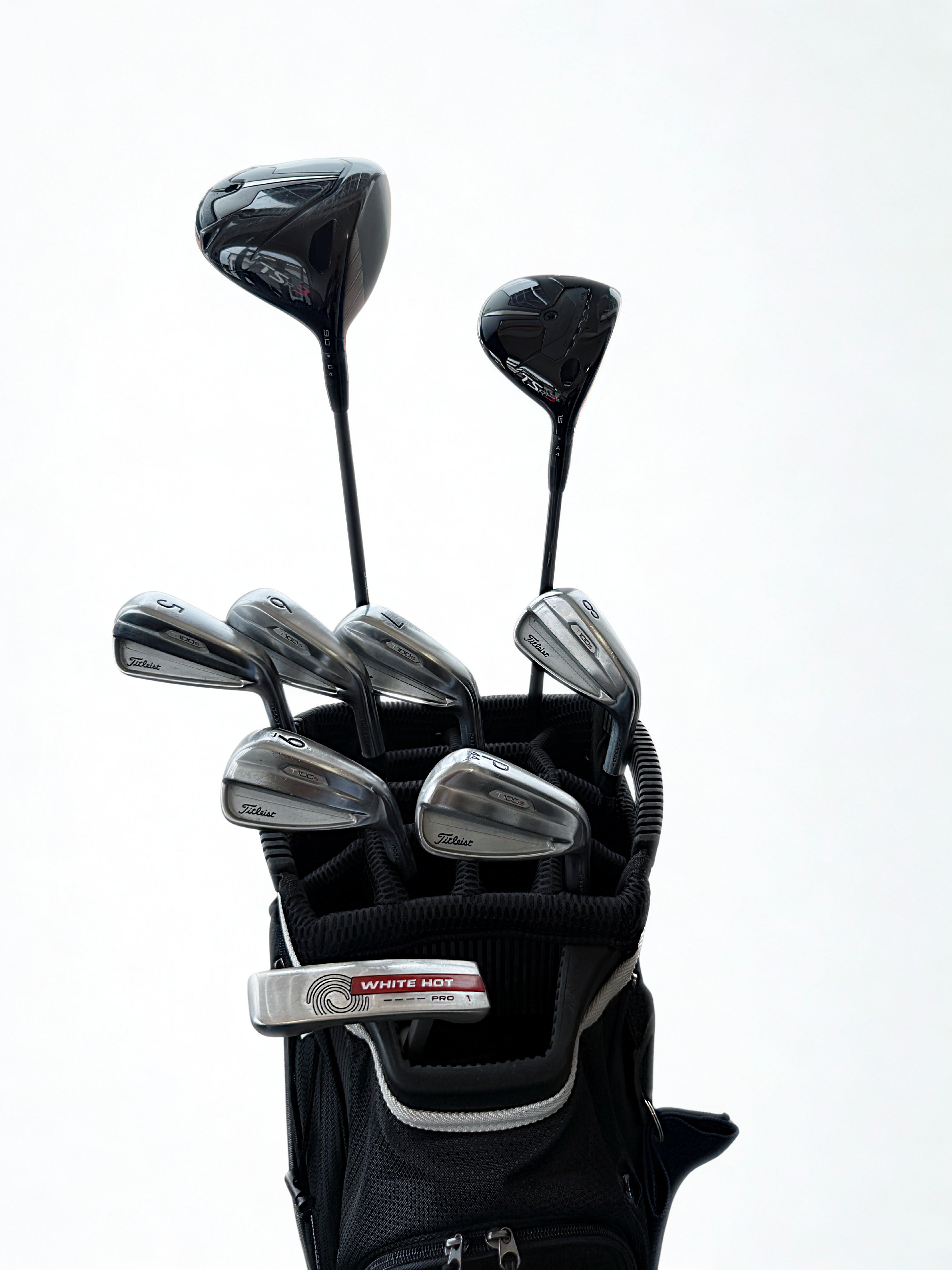 Titleist TSR3 pre-built bundles rental set, incl Titleist T100 irons. Algarve golf hire, Up'N'Down Golf 