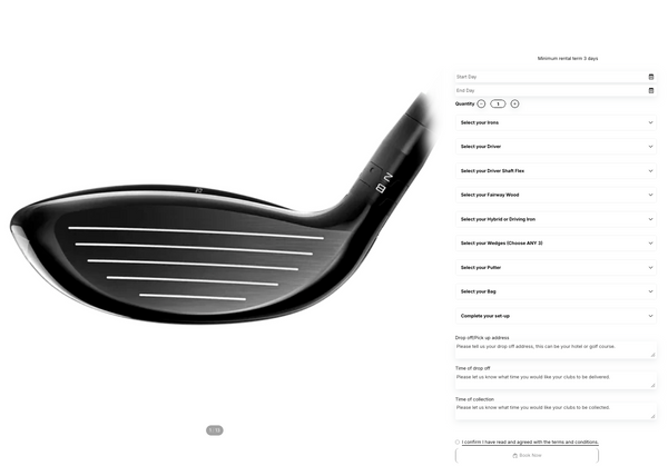 <a href="/products/tour-pack" title="Tour Pack - Includes: Irons, Driver, Fairway Wood, Hybrid or UDI, 3x Wedges, Putter & Bag.">Select your dates & clubs</a>