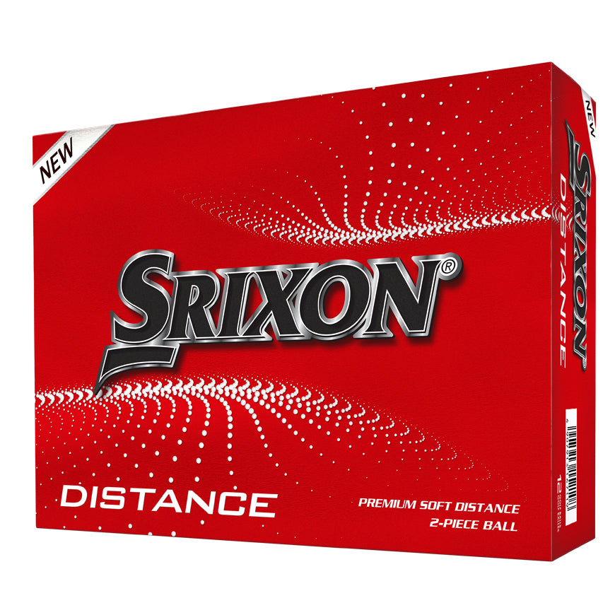 Srixon distance white golf ball box red on a white background