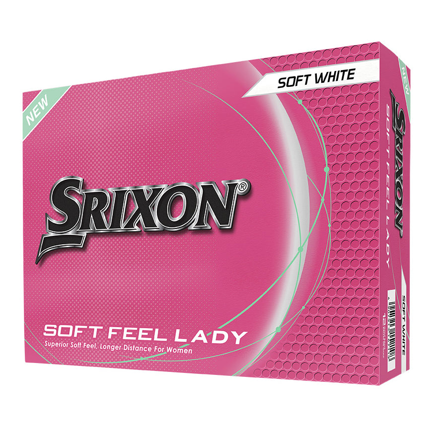 Srixon Soft Feel Lady golf ball Soft White packaging with pink design and branding Pack of 12 