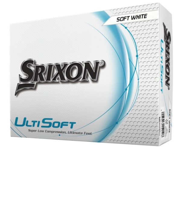 Srixon UltiSoft golf ball packaging pack of 12 soft white  on a white background